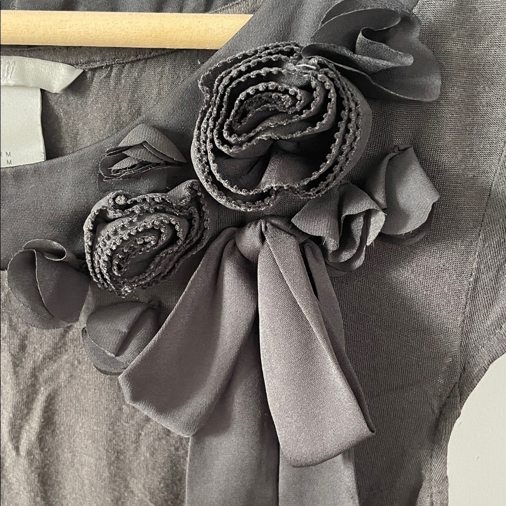 H&M Charcoal Blouse with Floral Accent - Picture 3 of 5